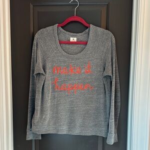Sundry Gray Sweatshirt with Red 'Make It Happen' Size 2‎